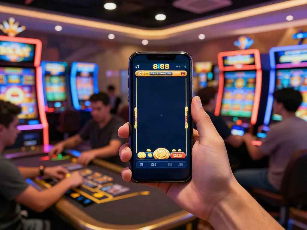 Pemain merayakan kemenangan slot88 di lounge permainan modern yang penuh warna.
