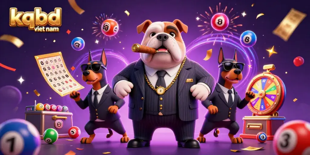 Engage with kqbd viet nam in this dynamic scene with colorful lottery elements and vibrant characters.