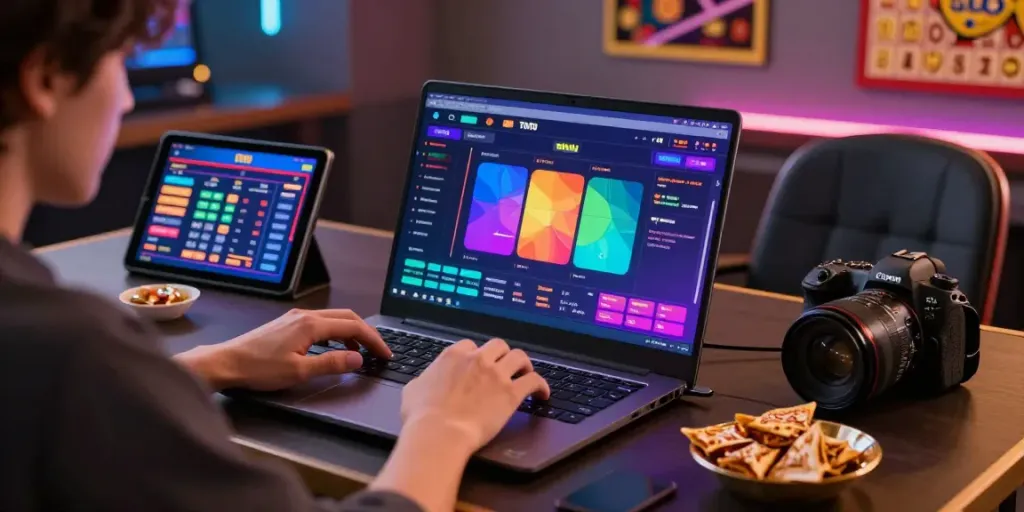 Pengguna sedang bermain alexistoto di laptop dengan suasana yang nyaman.
