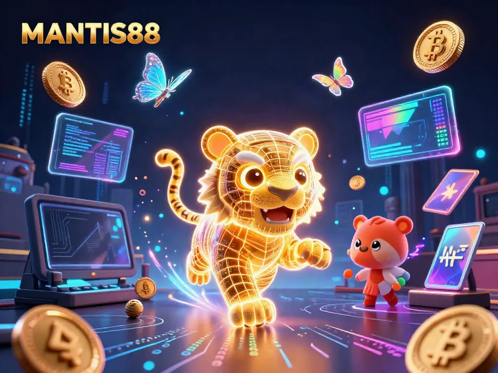 Experience MANTIS88’s vibrant digital casino scene showcasing dynamic characters and elements