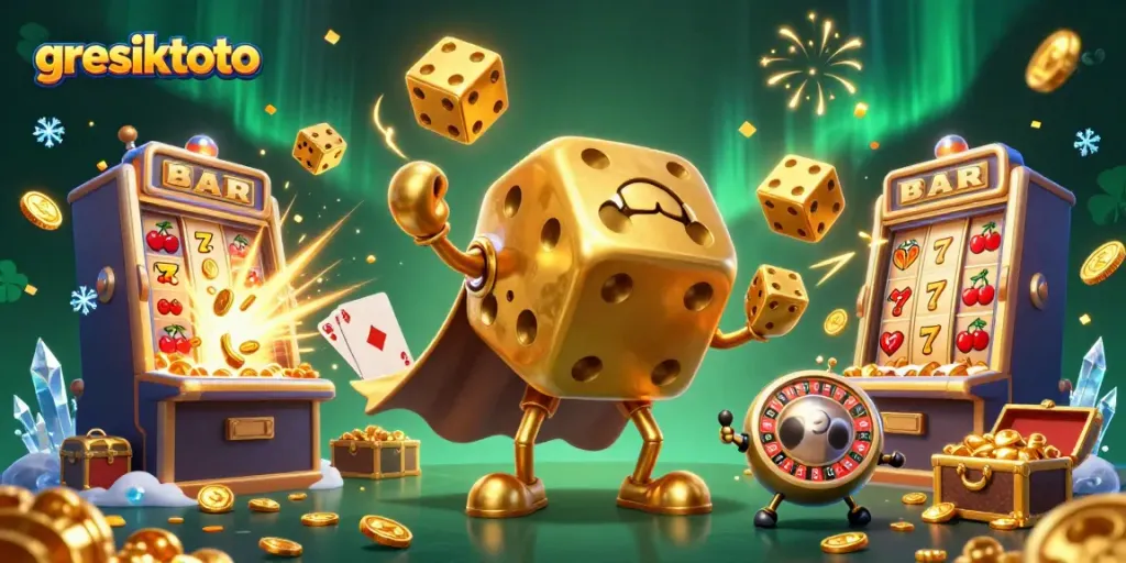 Experience the thrilling world of gresiktoto with a vibrant casino scene full of colorful gaming elements.
