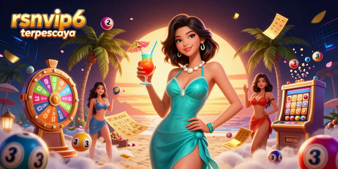 Engage with rsnvip6 terpercaya at a dynamic beach casino environment, showcasing vibrant lottery elements.