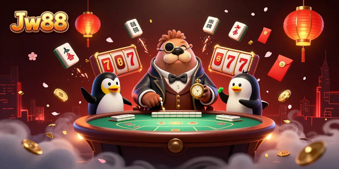 Experience Jw88's vibrant underwater poker scene with playful characters and dazzling game elements.
