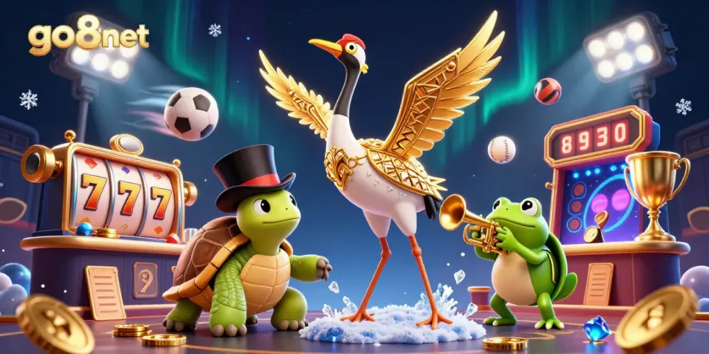 Engage in thrilling bets with go8net illustrated in a vibrant casino scene.