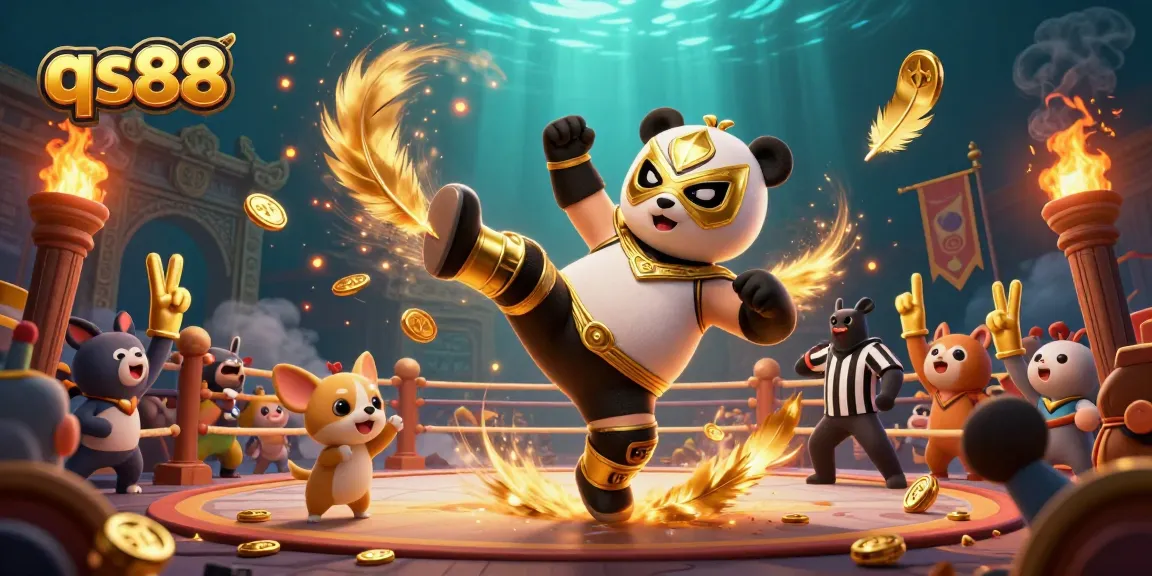 Experience thrilling wins at qs88 with a dynamic 3D wrestling panda scene and vibrant casino elements.