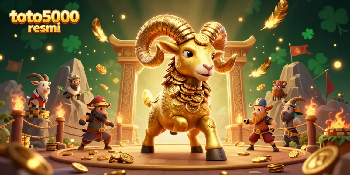 Engage in thrilling action with toto5000 resmi featuring a golden ram, illustrating a dynamic casino battle scene.