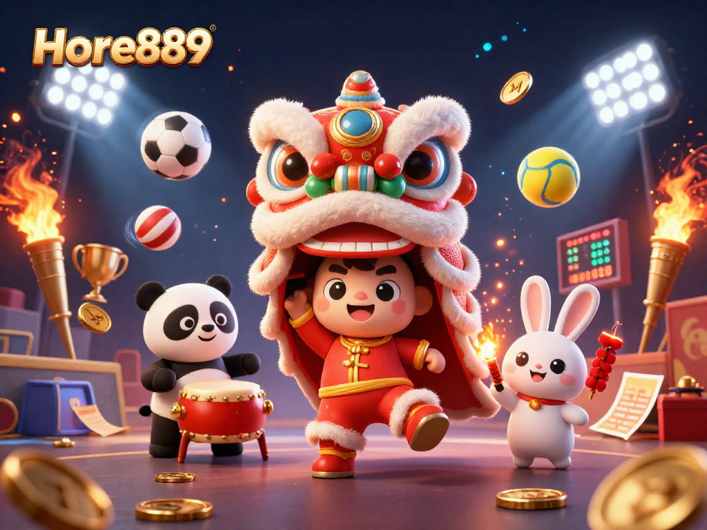 Experience thrilling action at Hore889, where 3D characters celebrate with sports and casino elements, igniting excitement!