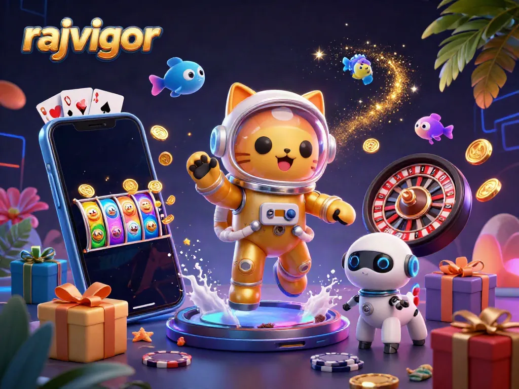 Engage with rajavigor's vibrant slot games amid a stellar 3D galaxy of fun and excitement.