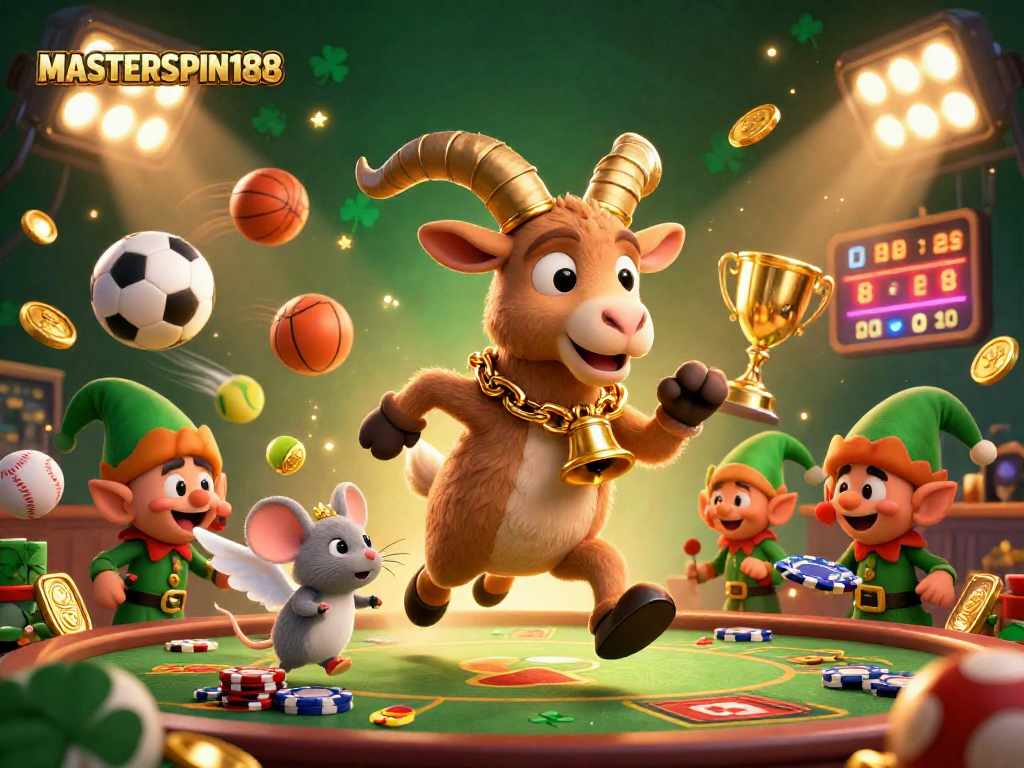 Join the excitement at MASTERSPIN188 in this vibrant casino scene of holiday fun and gaming.