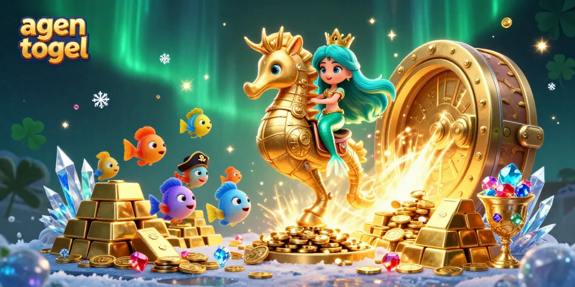 Engage with agen togel as colorful characters swim around dazzling treasures in a vibrant underwater scene.