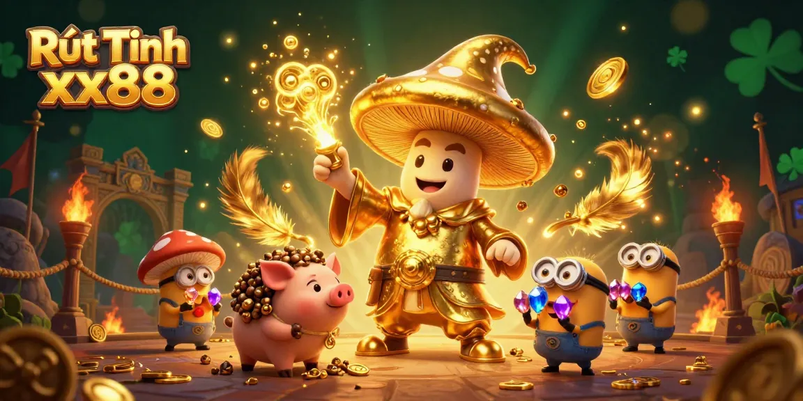Experience Rút Tiền xx88 with a magical world of golden treasures and vibrant casino elements.