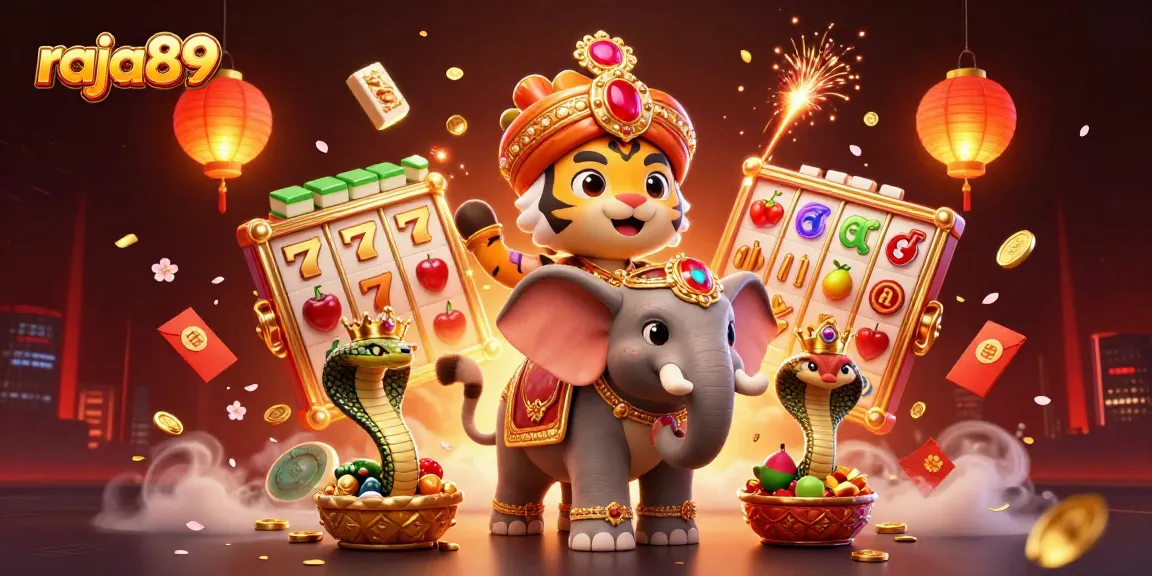Engage with raja89 in this vibrant 3D illustration of slot action with a royal theme.