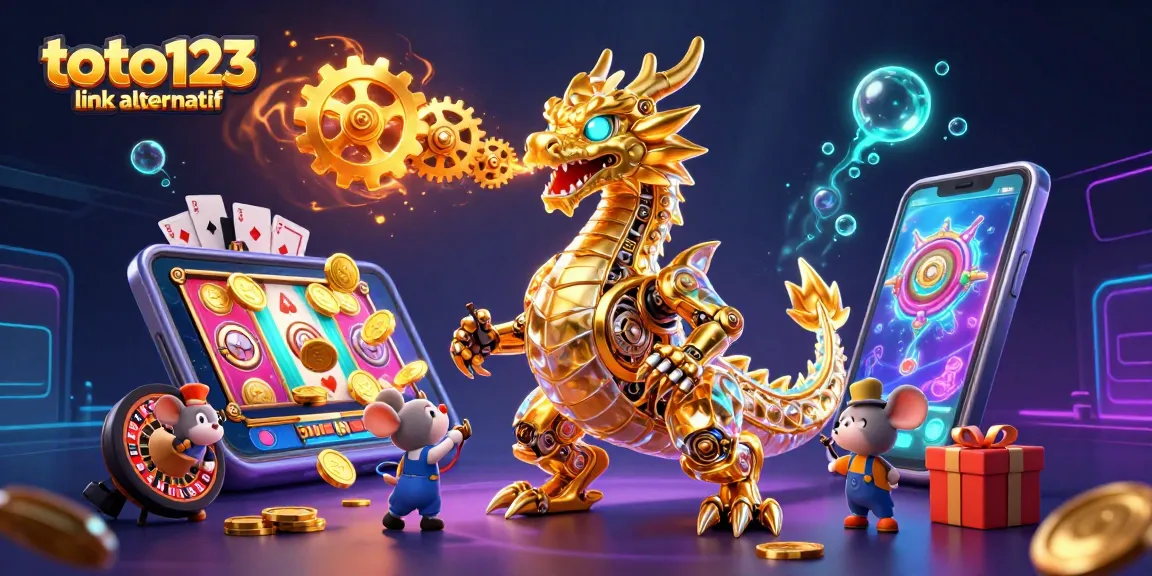 Experience thrilling play with the toto123 link alternatif featuring a golden dragon and vibrant slots.