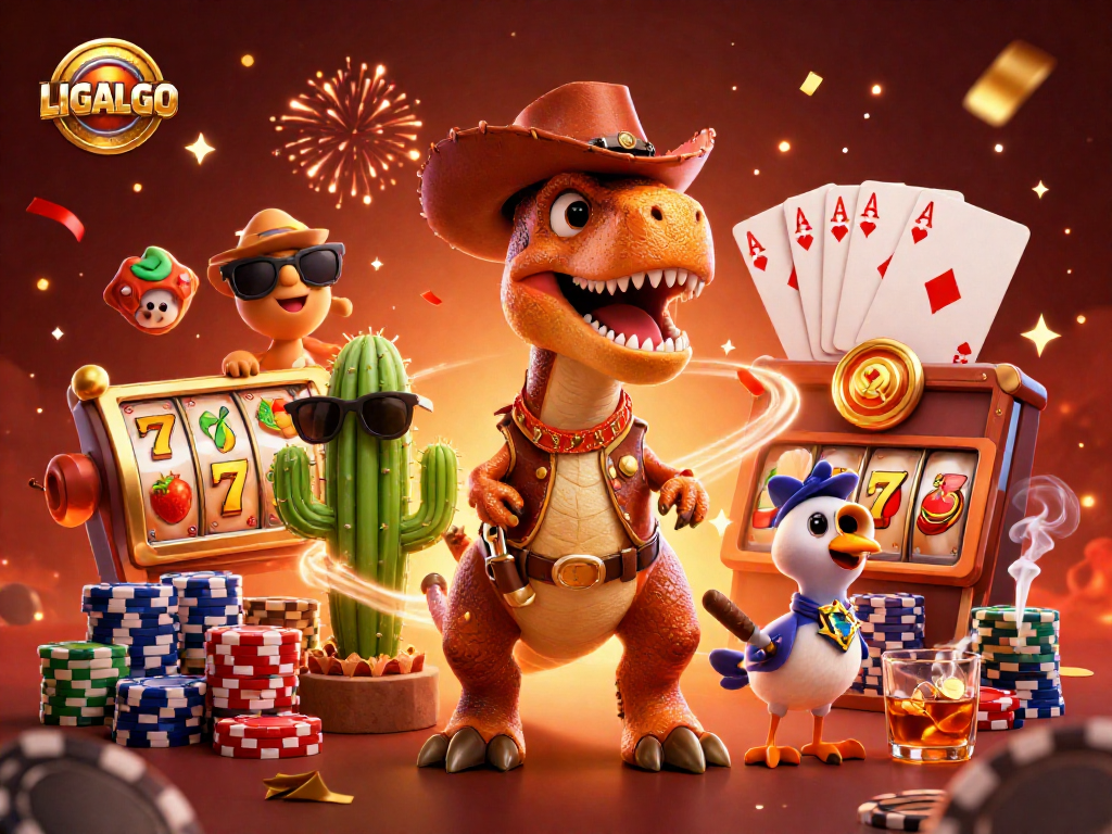 LIGALGO showcases players winning jackpots with vibrant characters in an engaging slot battle scene.