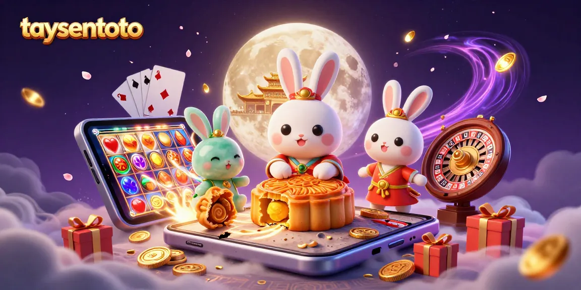 taysentoto menampilkan karakter kelinci bulan yang memainkan permainan judi dengan uang koin dan batu bata emas