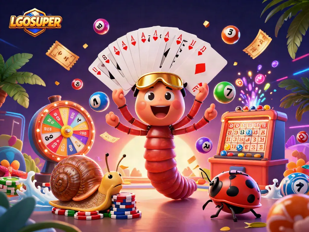 Spin and win with LGOSUPER in this vibrant casino illustration bursting with excitement!