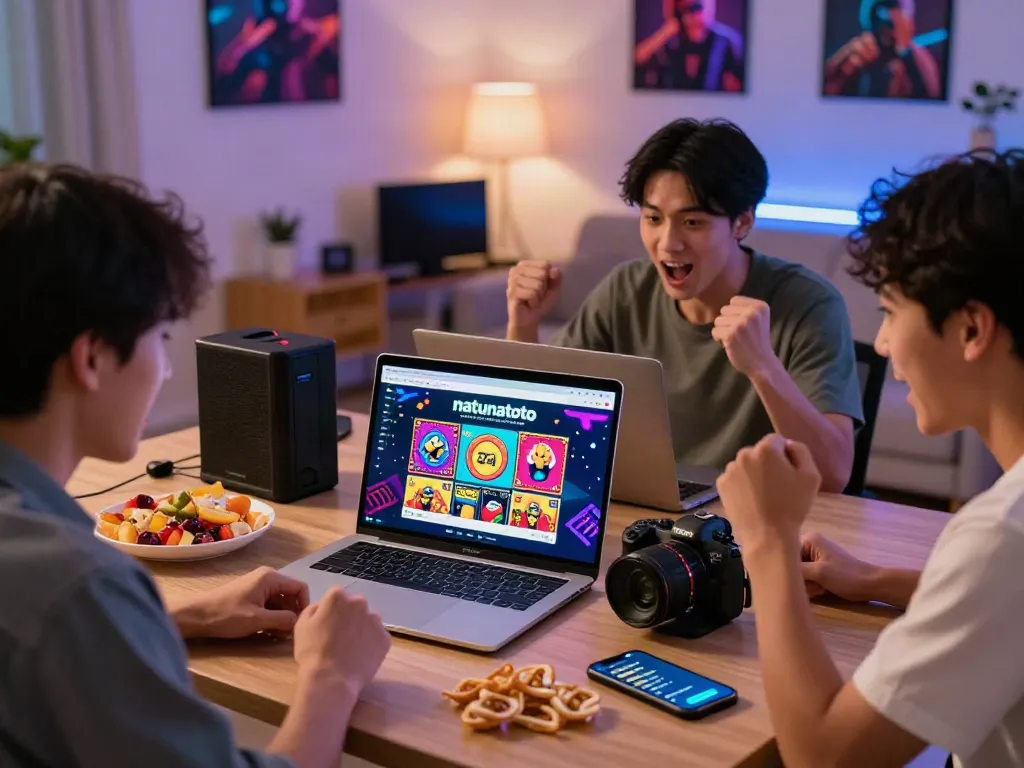 Pengguna natunatoto bermain game lotere online dengan penuh semangat di ruang tamu yang nyaman.