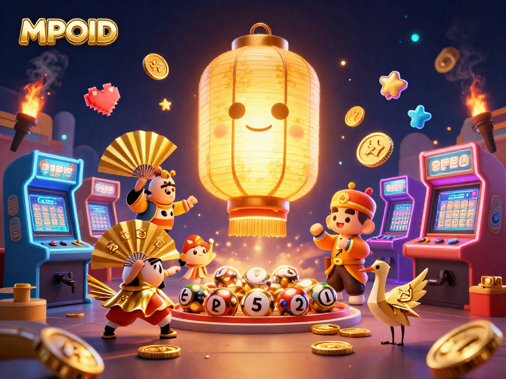 MPOID illuminates a vibrant lottery scene, featuring exciting game elements and lucky symbols.