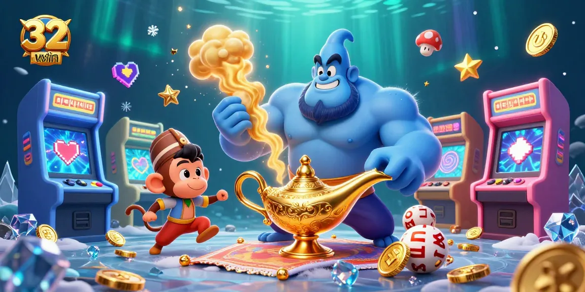 Engage with 32win's thrilling lottery experience featuring colorful characters and dynamic game elements.
