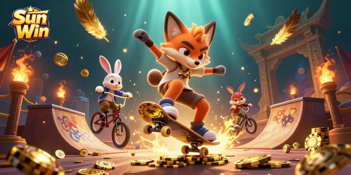 Experience thrilling gaming at Sun Win with dynamic casino elements and vibrant characters.