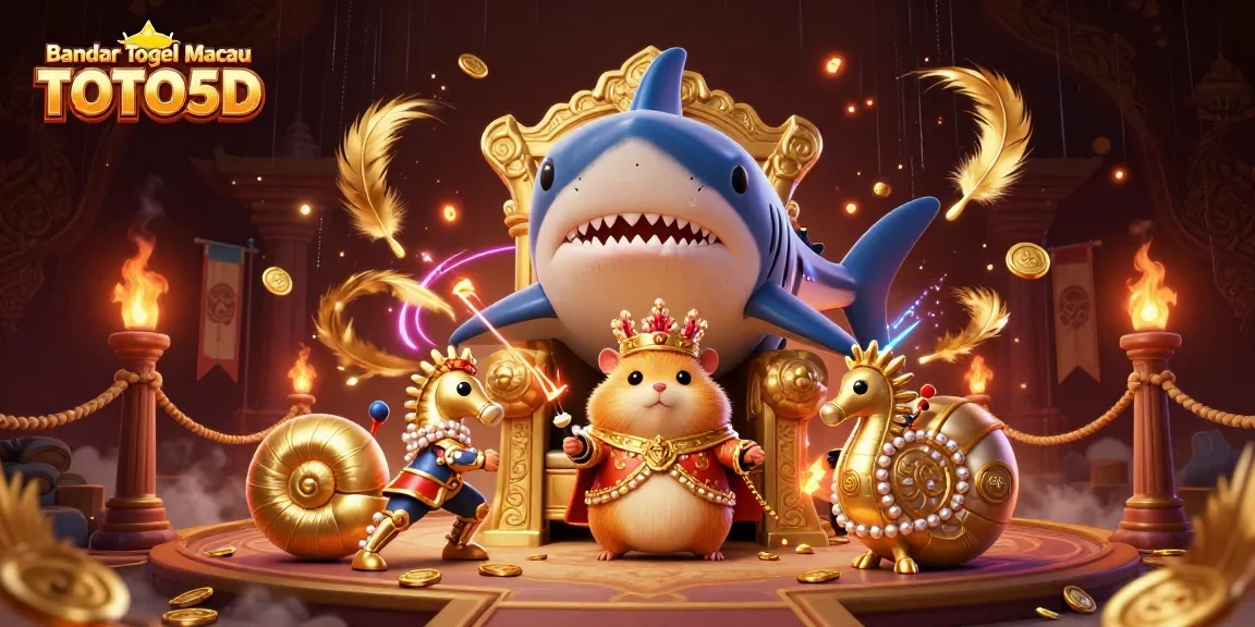 Menang di Bandar Togel Macau TOTO5D dengan ilustrasi raja hamster emas dan pertarungan yang megah.