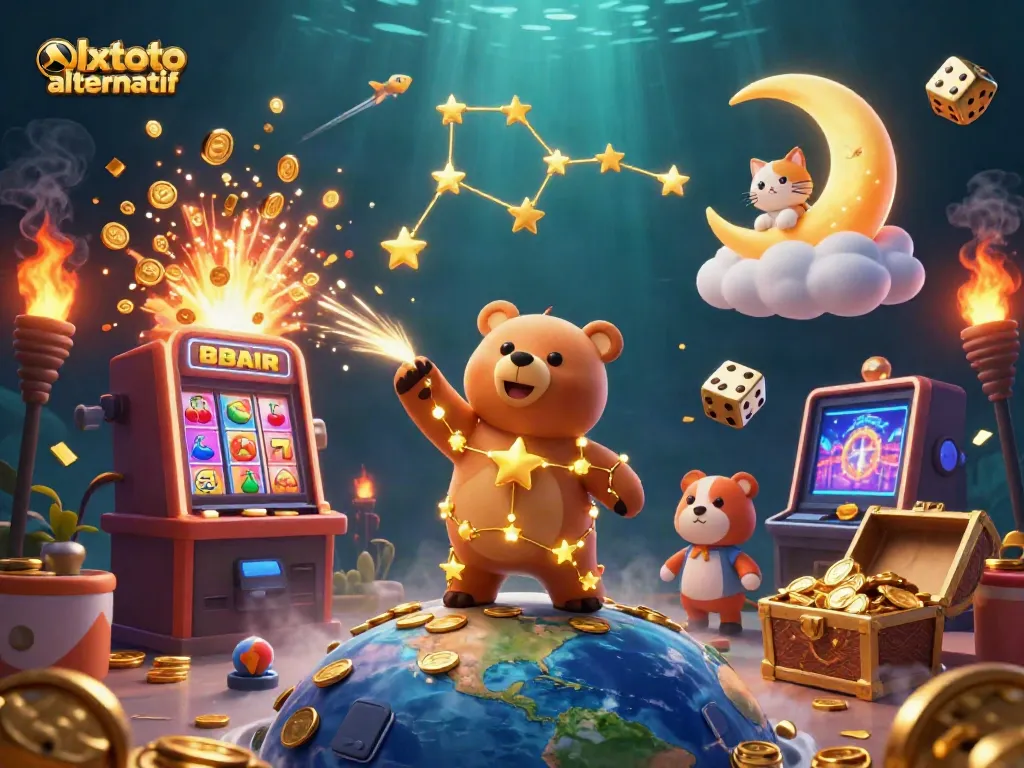 Unlock winning opportunities with olxtoto alternatif in a vibrant 3D casino scene filled with excitement.