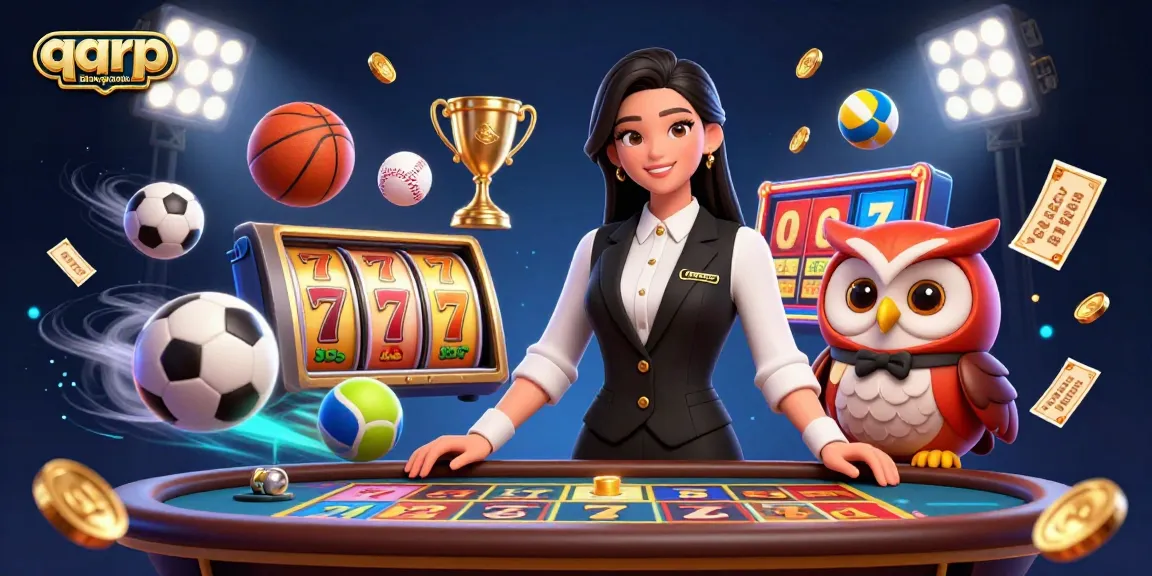 Play exciting games with qqrp slot pragmatic in a vibrant casino scene featuring dynamic characters and action-packed elements.
