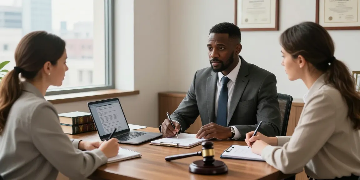 Sesi konsultasi di https://www.evelandfosterlaw.com/ dengan pengacara hukum keluarga dan klien dalam suasana profesional.