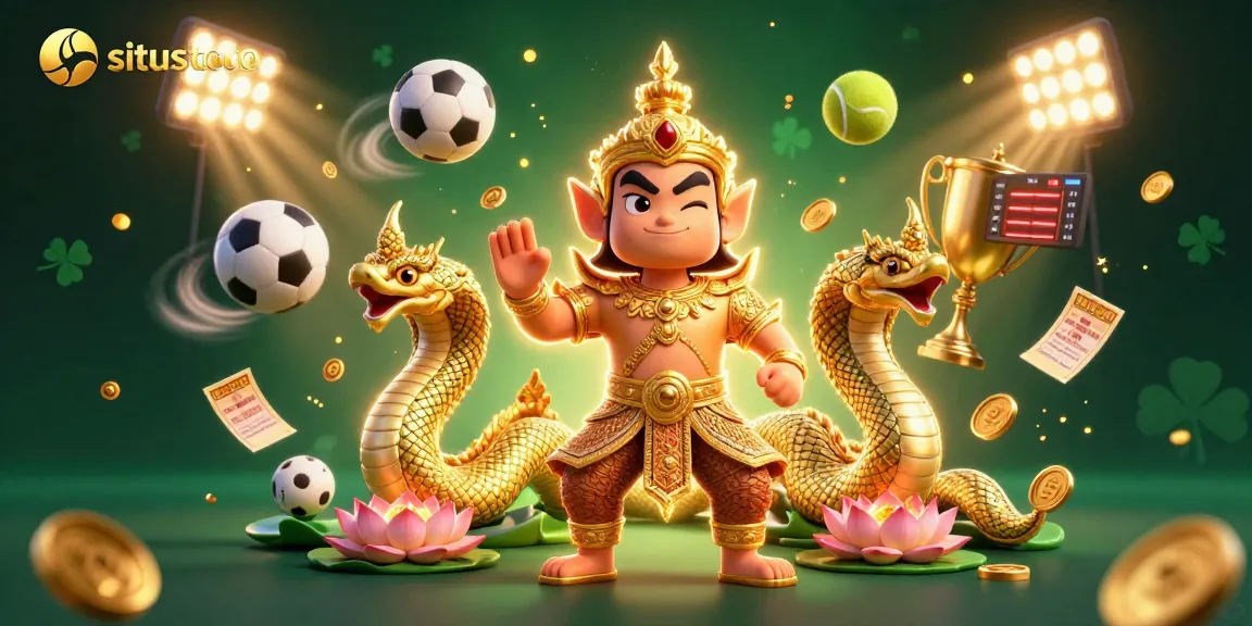 Engage with situs toto in this vibrant 3D casino dynamic scene featuring sports betting elements.