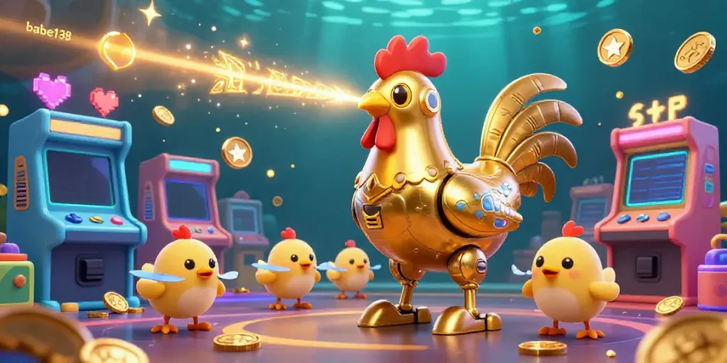 Rasakan keseruan bermain di babe138, dengan robot ayam emas futuristik melawan jackpot dan permainan slot.