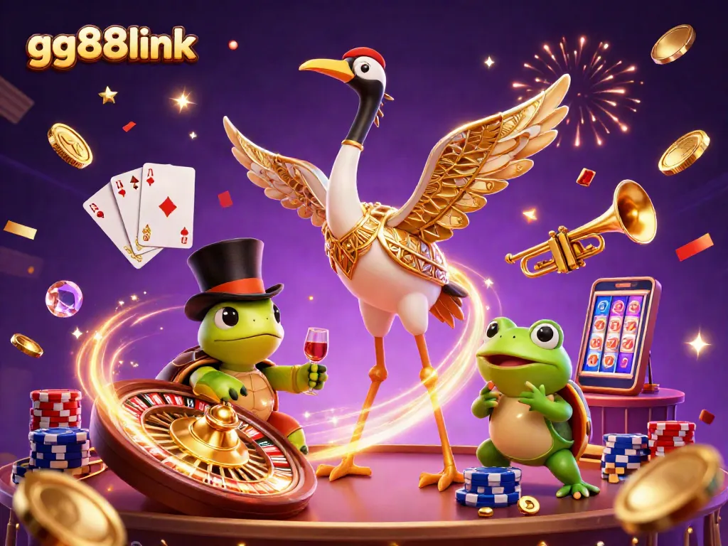 Experience vibrant gaming action with gg88link in this lively casino illustration.
