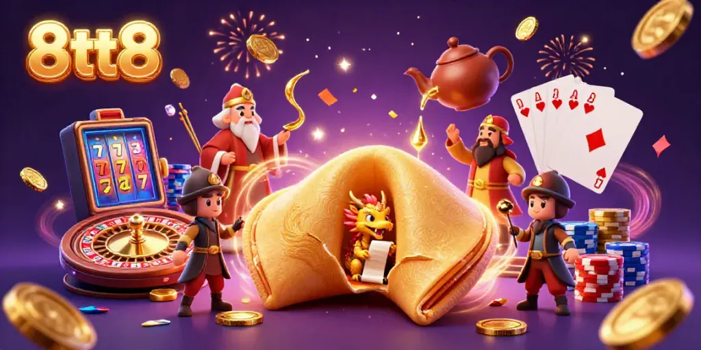 Experience the thrill of 8tt8 casino magic with a dynamic scene of fortune and joy.