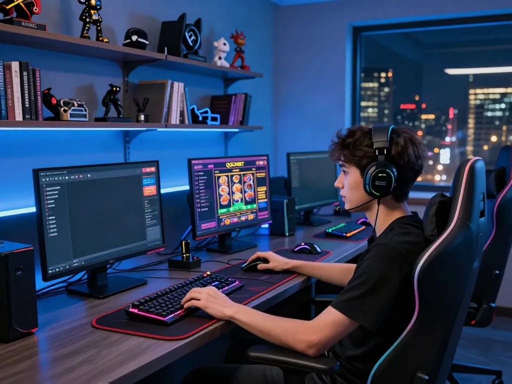 Gamer bersemangat menggunakan platform qqgobet dengan antarmuka modern dan berbagai permainan yang menyenangkan.