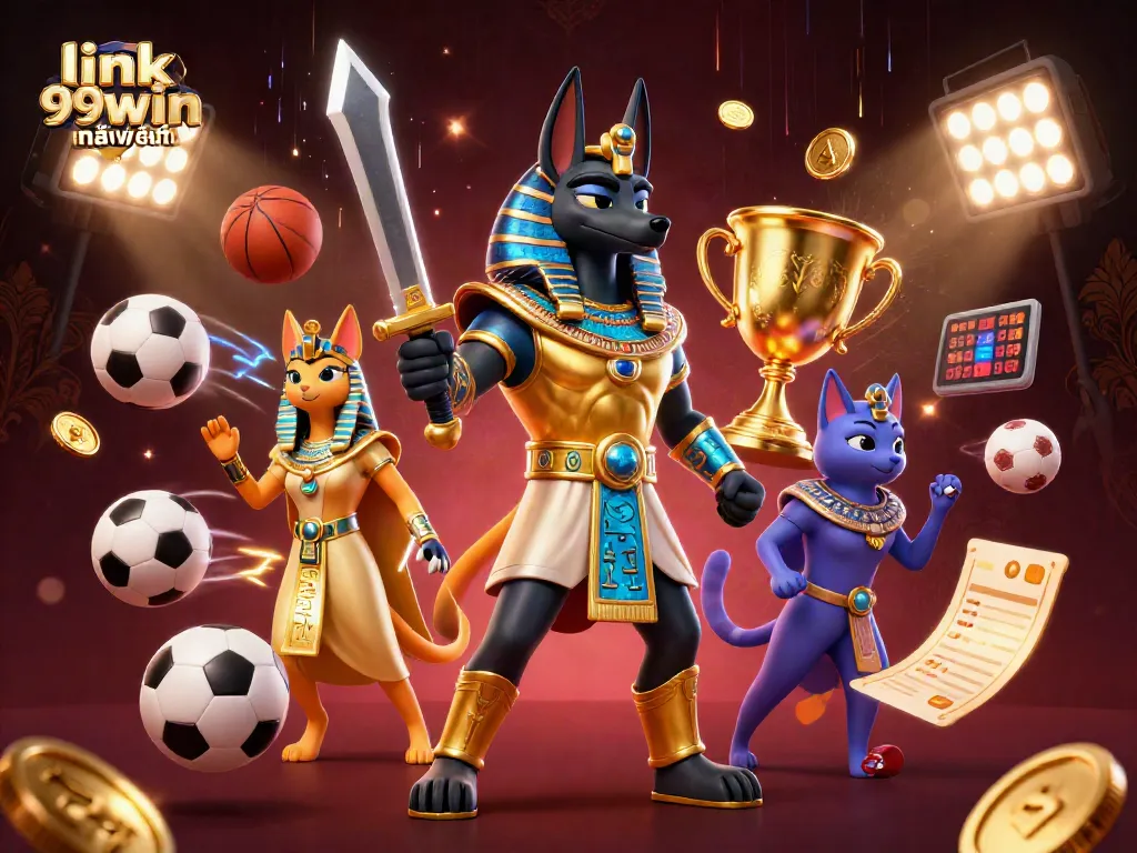 Bet on the link 99win mới nhất with Anubis and Bastet in a rich 3D scene full of excitement.