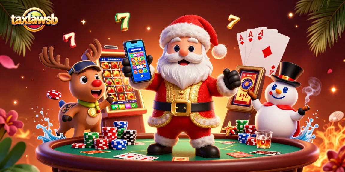 Experience the thrill of gaming with taxlawsb featuring Santa and his friends in a vibrant casino scene.