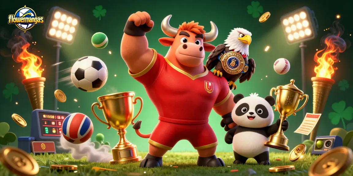 Engage in thrilling gameplay at flowermangas with dynamic sports-themed casino illustration.