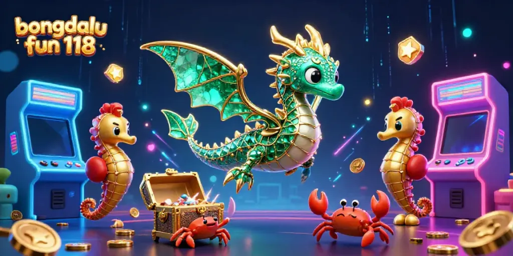 Experience thrilling action with bongdalu fun 118 in a vibrant 3D gaming world of dragons and arcade elements.