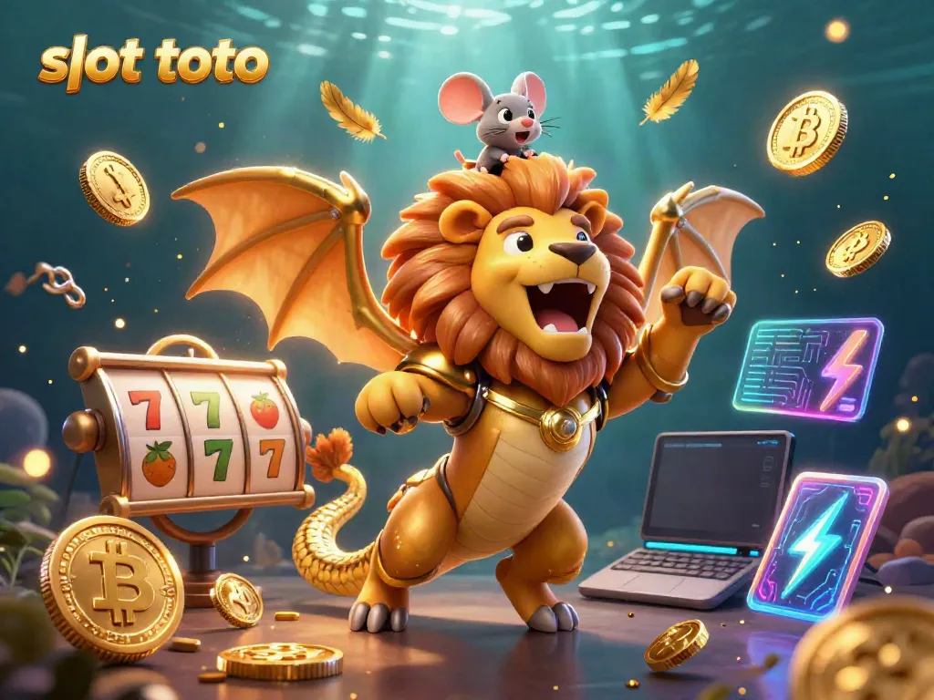 Engage with slot toto through a thrilling 3D casino adventure showcasing lively characters and iconic gaming elements.