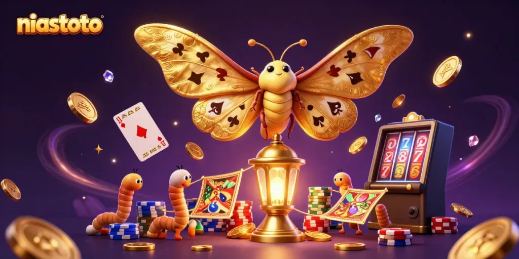 Experience exciting gaming with niastoto's vibrant 3D animation of golden casino scenes.
