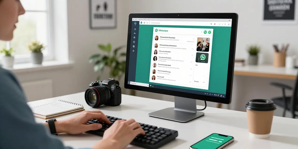 Engaging with WhatsApp電腦版 on a sleek desktop setup showcasing productivity.