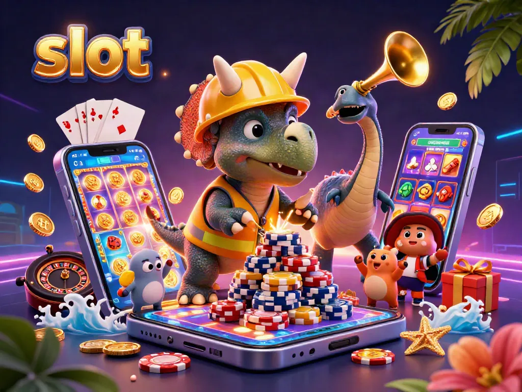 Slot gacor dengan jackpot terbesar dirayakan oleh karakter lucu dalam ilustrasi 3D yang ceria.