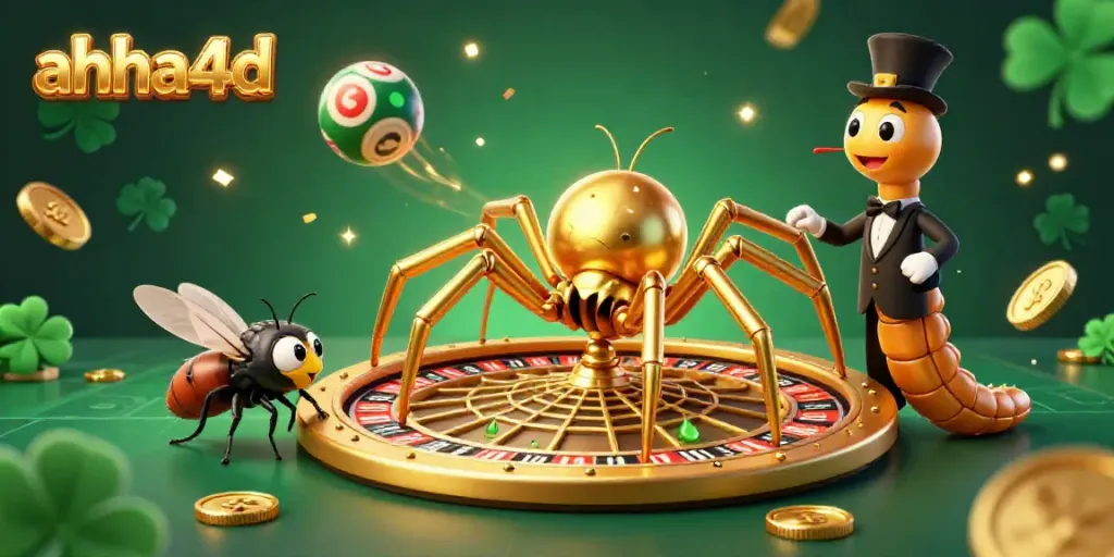 Taruhan di AHHA4D dengan karakter menarik di latar belakang permainan togel.