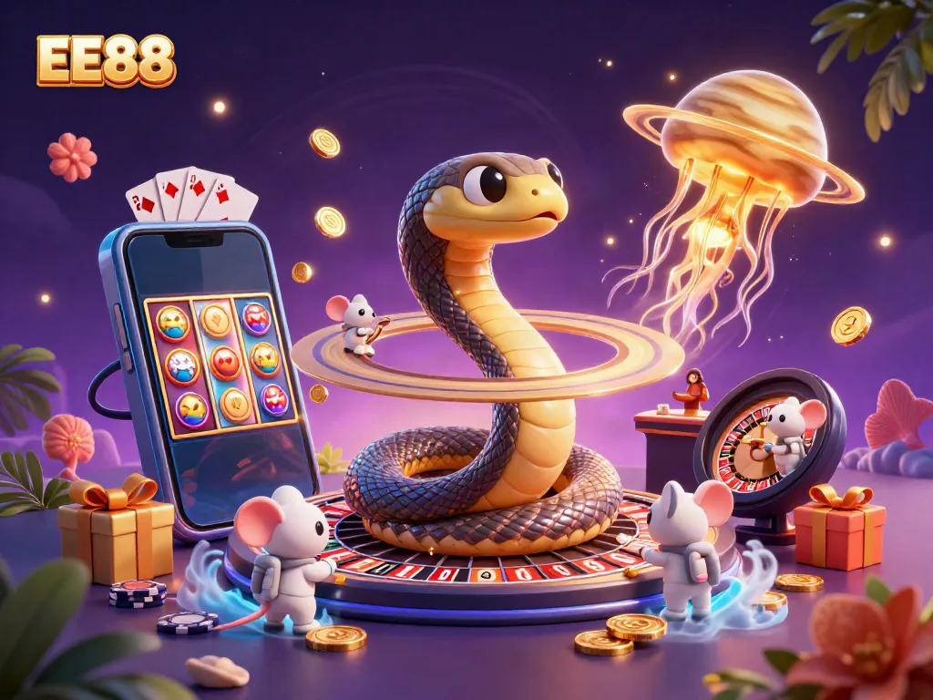 EE88 offers exhilarating betting excitement with 3D characters in a vibrant casino scene.