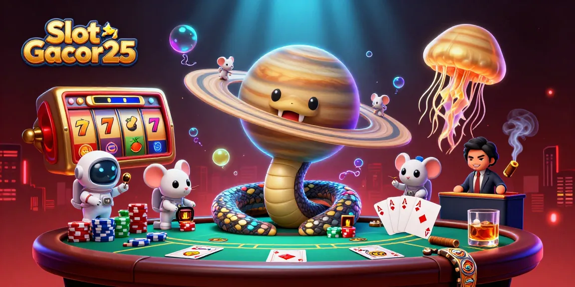 Permainan Slot Gacor25 menampilkan simbol jackpot di latar belakang yang penuh warna dan ceria.