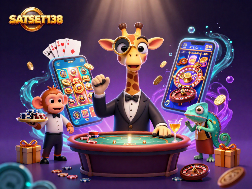 Mainkan SATSET138 dengan mesin slot dan keberuntungan bersinar di gambar ini.