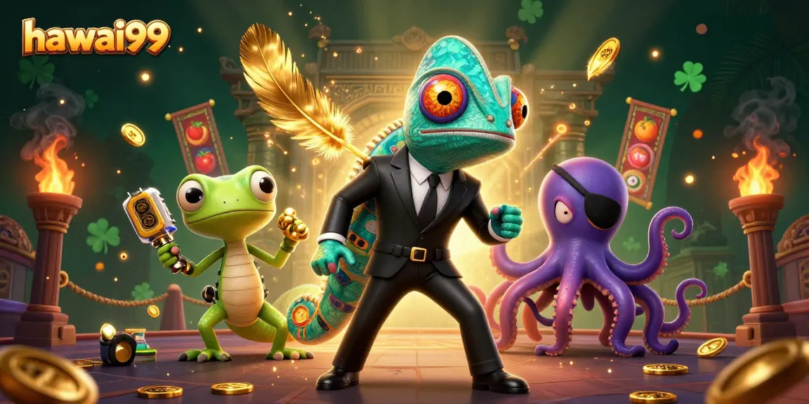 Experience thrilling gameplay with hawai99's vibrant and dynamic slot scene featuring unique characters.