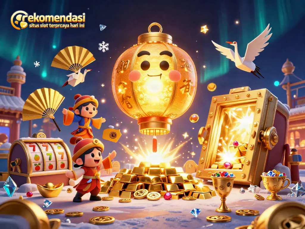 Spin the reels with rekomendasi situs slot terpercaya hari ini featuring vibrant 3D illustration of casino luck symbols.