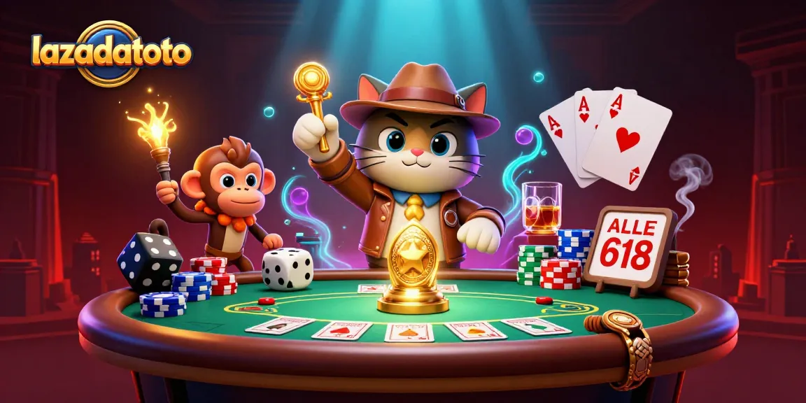 Memenangkan peluang dengan lazadatoto, ilustrasi kasino 3D cat arkeolog dengan kucing dan monyet