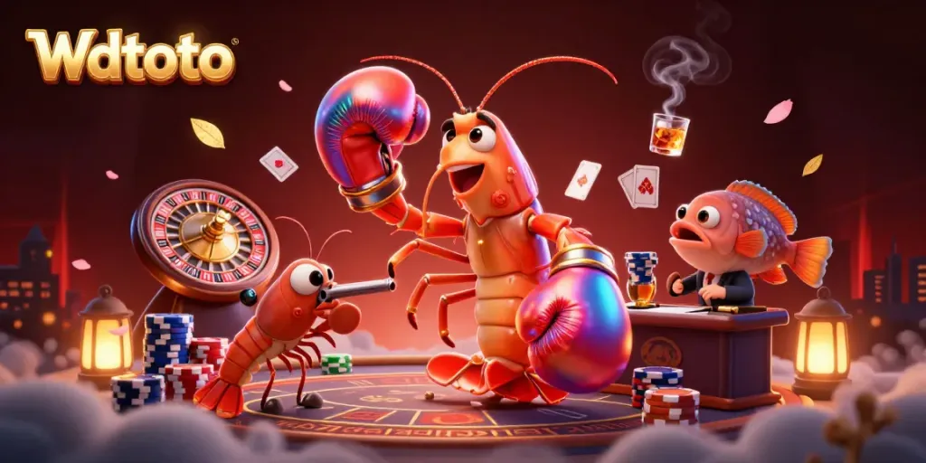 Bermain di Wdtoto dengan karakter kartun kelompok ikan, poker, dan keseruan kasino