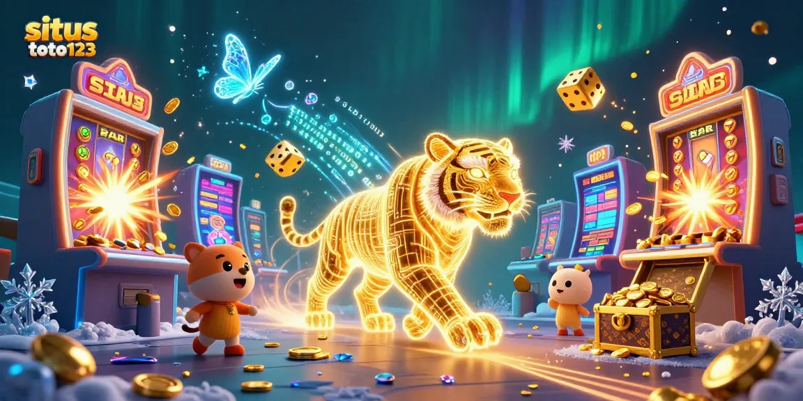 Experience thrilling wins at situs toto123 with a digital casino scene filled with vibrant elements.
